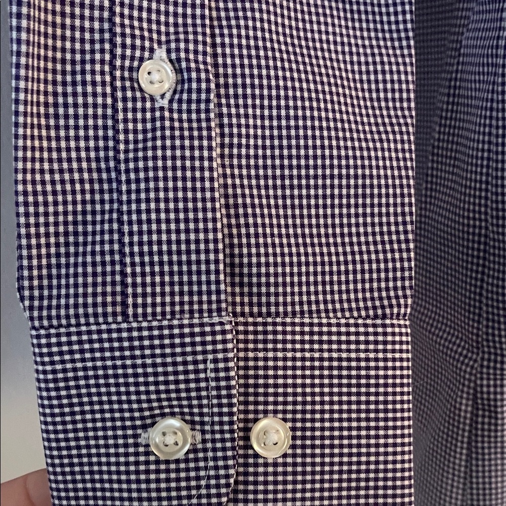 NWT Stafford Men's Fitted Blue and White Checkered Button Down Shirt 15 32-33 - Picture 7 of 7